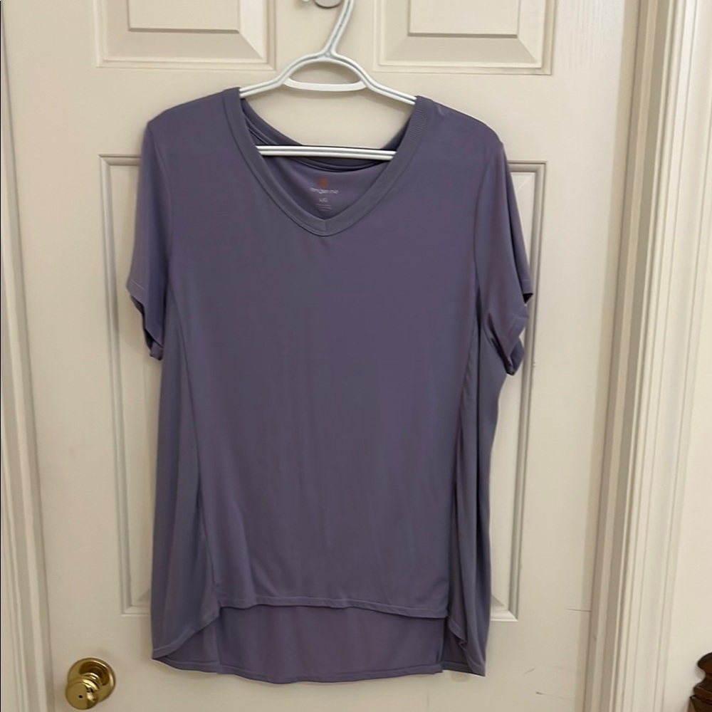 Tangerine Purple Asymmetrical Short Sleeve Shirt Size L